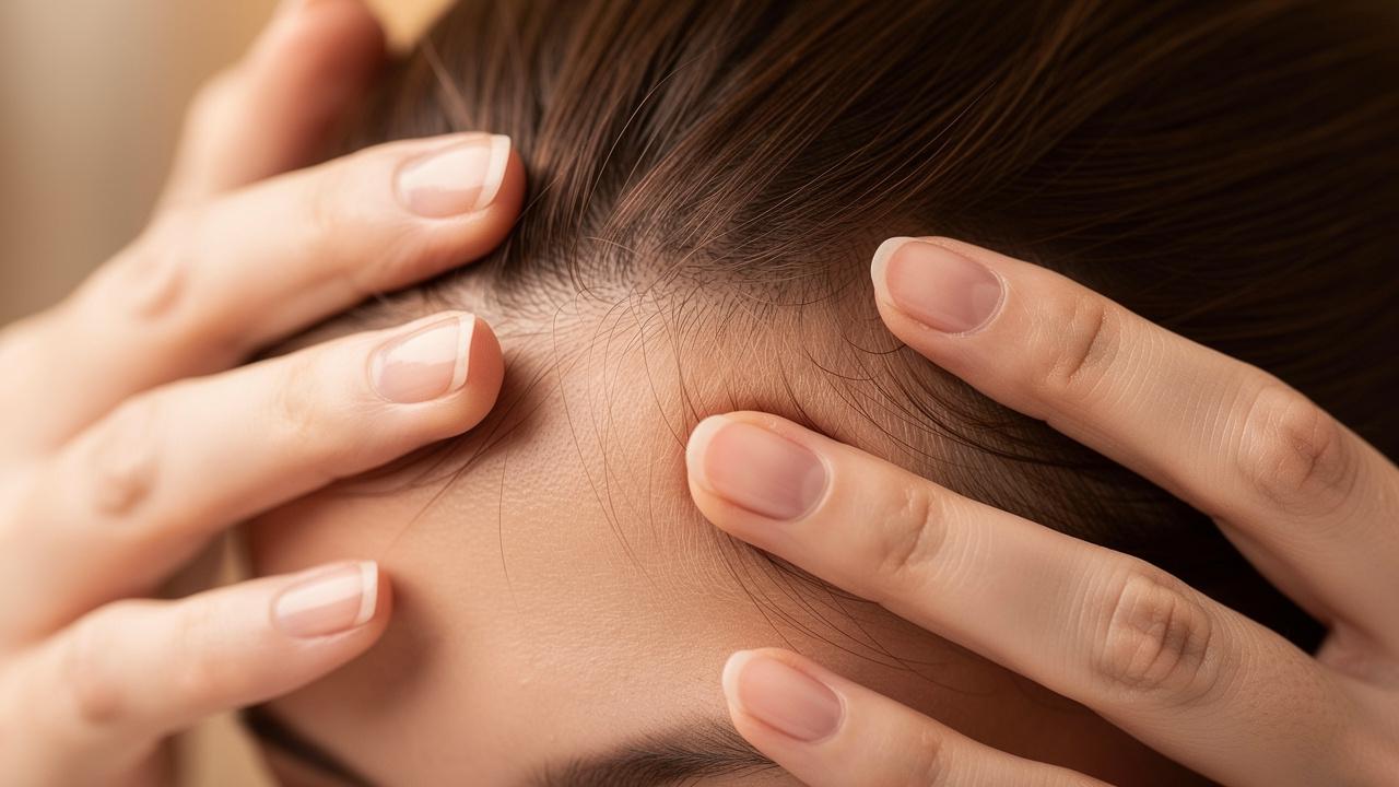 Massage doux du cuir chevelu pour stimuler la circulation